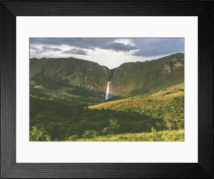Framed Print : A dense waterfall in a amazing tropical forest with a big canyon in Serra da Canastra National Park in Minas Gerais Framed Print : A dense waterfall in a amazing tropical forest with a big canyon in Serra da Canastra National Park in Minas Gerais