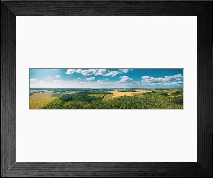 Framed Print : Aerial View Of Agricultural Landscape With Fields And Forest In Spring Season Framed Print : Aerial View Of Agricultural Landscape With Fields And Forest In Spring Season