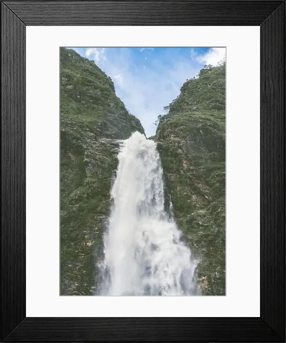 Framed Print : A huge waterfall in Serra da Canastra, a huge national park in Minas Gerais state in Brazil Framed Print : A huge waterfall in Serra da Canastra, a huge national park in Minas Gerais state in Brazil