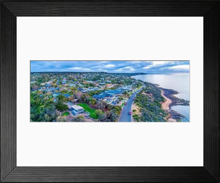 Framed Print : Aerial panorama of luxury residences at Mount Eliza, Victoria, Australia Framed Print : Aerial panorama of luxury residences at Mount Eliza, Victoria, Australia
