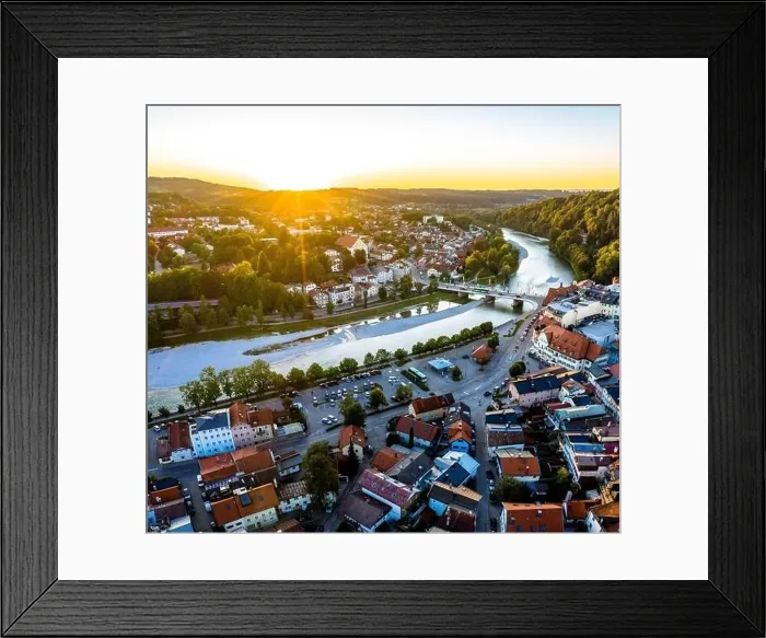 Framed Print : Aerial of old bavarian town Bad Toelz in Bavaria Framed Print : Aerial of old bavarian town Bad Toelz in Bavaria