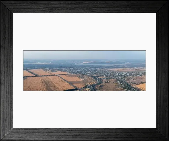 Framed Print : Top view or aerial panorama from drone or aerostat to autumn nature landscape panorama Framed Print : Top view or aerial panorama from drone or aerostat to autumn nature landscape panorama