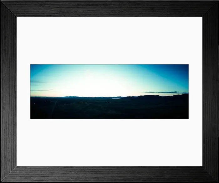 Framed Print : Drone panorama of a sunset over the Sonoran desert of Arizona in blue tones with partly cloudy skies Framed Print : Drone panorama of a sunset over the Sonoran desert of Arizona in blue tones with partly cloudy skies