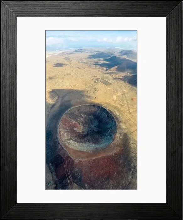 Framed Print : Vulcan Fuerteventura Calderon Hondo and volcanic mountain. Drone Shot Canary Island, Spain Framed Print : Vulcan Fuerteventura Calderon Hondo and volcanic mountain. Drone Shot Canary Island, Spain