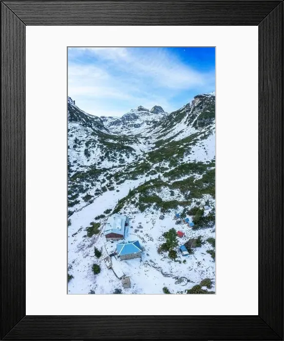 Framed Print : Beautiful view from drone to the snow mountain. Mountain peak Maliovica in Rila, Bulgaria Framed Print : Beautiful view from drone to the snow mountain. Mountain peak Maliovica in Rila, Bulgaria