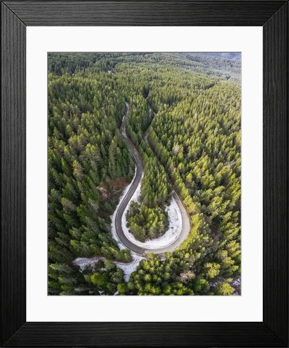 Framed Print : View from drone to road in mountain Framed Print : View from drone to road in mountain