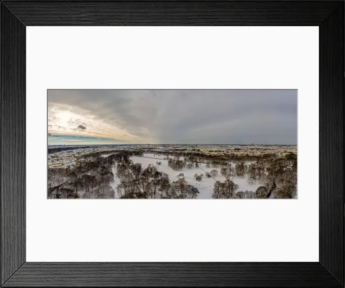 Framed Print : Aerial view of Munich at winter season in the snow, Germany Framed Print : Aerial view of Munich at winter season in the snow, Germany