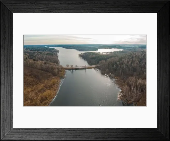 Framed Print : Late fall. Bridge over the river. Shot on a drone Framed Print : Late fall. Bridge over the river. Shot on a drone
