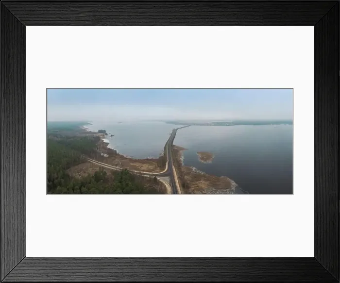 Framed Print : Late fall. Bridge over the river. Shot on a drone Framed Print : Late fall. Bridge over the river. Shot on a drone