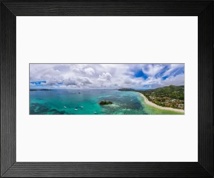Framed Print : seychelles paradise beach aerial drone panorama landscape of praslin island anse volbert Framed Print : seychelles paradise beach aerial drone panorama landscape of praslin island anse volbert