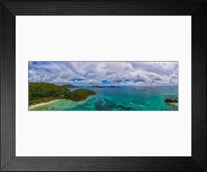 Framed Print : seychelles paradise beach aerial drone panorama landscape of praslin island anse volbert Framed Print : seychelles paradise beach aerial drone panorama landscape of praslin island anse volbert