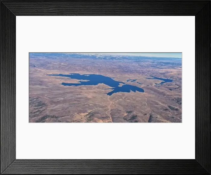 Framed Print : Strawberry Reservoir Bay lake aerial drone view from airplane in Fall by Daniels Summit between Heber Framed Print : Strawberry Reservoir Bay lake aerial drone view from airplane in Fall by Daniels Summit between Heber