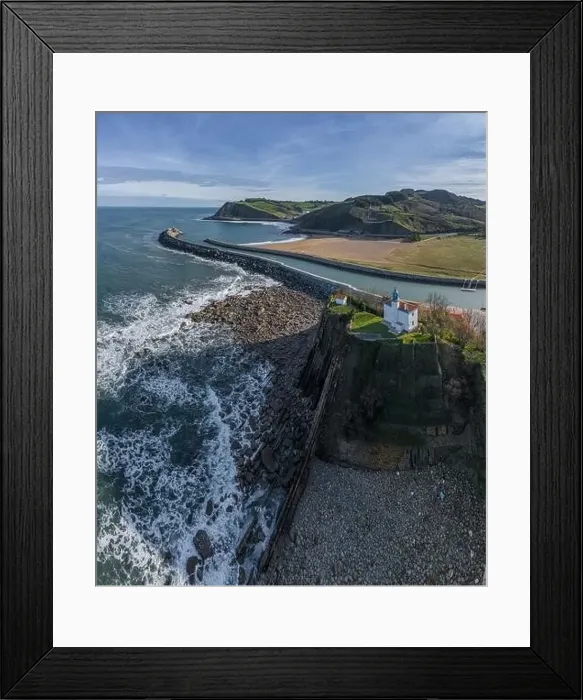 Framed Print : Zumaia lighthouse in Gipuzkoa, Basque country - drone aerial view Framed Print : Zumaia lighthouse in Gipuzkoa, Basque country - drone aerial view