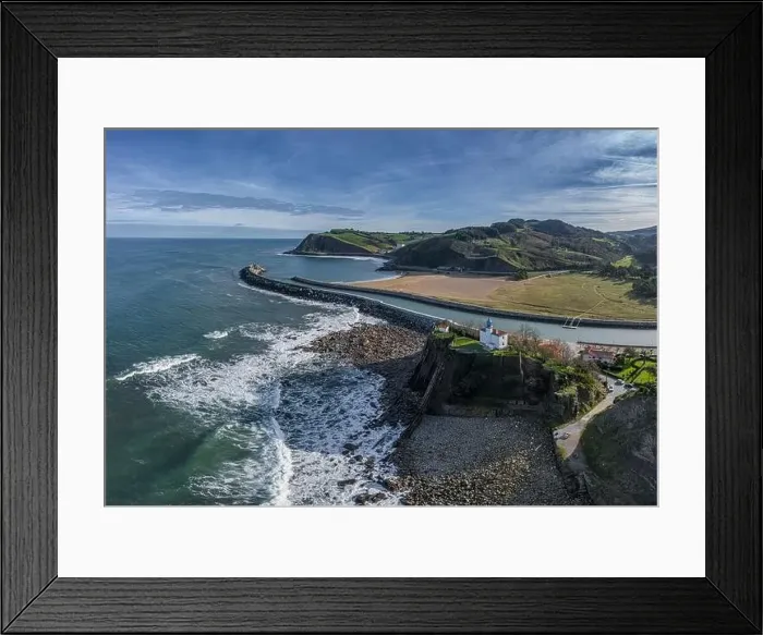 Framed Print : Zumaia lighthouse in Gipuzkoa, Basque country - drone aerial view Framed Print : Zumaia lighthouse in Gipuzkoa, Basque country - drone aerial view