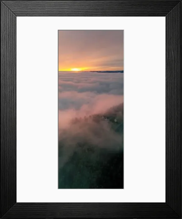 Framed Print : Sunrise in the Mountains with a lot of Fog Framed Print : Sunrise in the Mountains with a lot of Fog