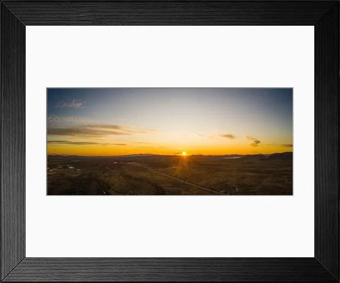 Framed Print : Drone panorama of a sunset over the Sonoran desert of Arizona with partly cloudy skies Framed Print : Drone panorama of a sunset over the Sonoran desert of Arizona with partly cloudy skies