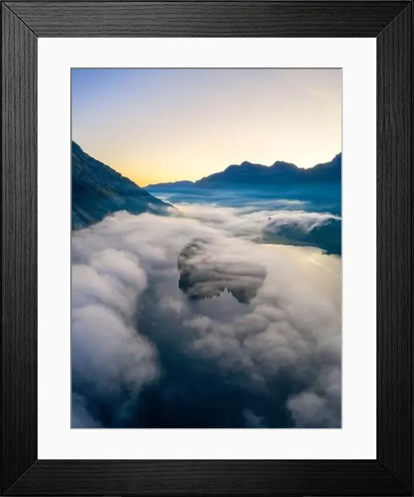 Framed Print : Lake Silvaplana and Sils hidden by the autumnal fog at dawn Framed Print : Lake Silvaplana and Sils hidden by the autumnal fog at dawn