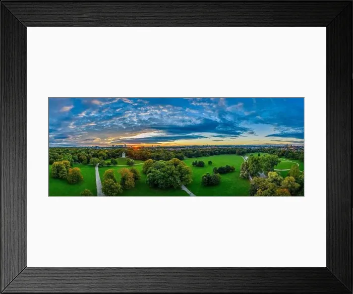 Framed Print : English Garden in Munich at sunrise in the early morning Framed Print : English Garden in Munich at sunrise in the early morning