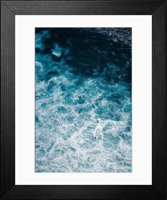 Framed Print : Aerial view to ocean waves. Blue water background Framed Print : Aerial view to ocean waves. Blue water background