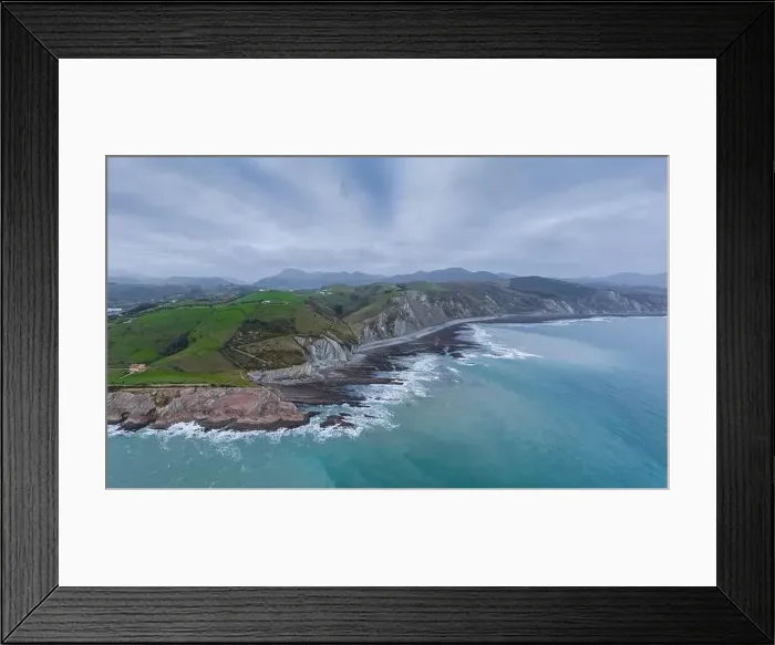 Framed Print : Zumaia and Algorri geological strata layers drone aerial view panorama, Basque Country Framed Print : Zumaia and Algorri geological strata layers drone aerial view panorama, Basque Country