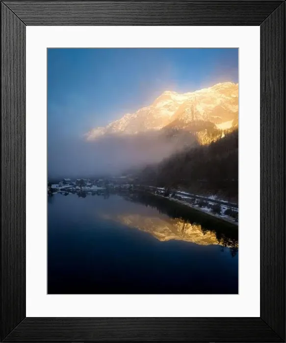 Framed Print : Alpine lake Grundlsee aerial view in Winter - Austria Framed Print : Alpine lake Grundlsee aerial view in Winter - Austria
