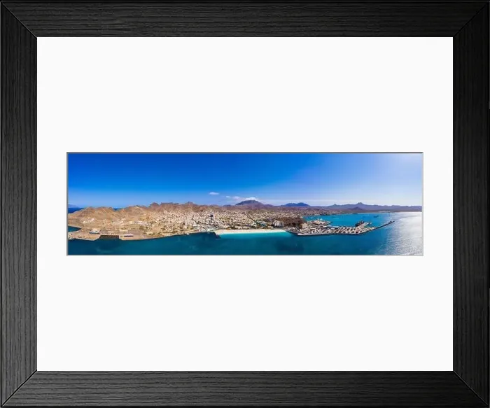 Framed Print : Aerial view of Laginha beach in Mindelo city in Sao Vicente Island in Cape Verde Framed Print : Aerial view of Laginha beach in Mindelo city in Sao Vicente Island in Cape Verde