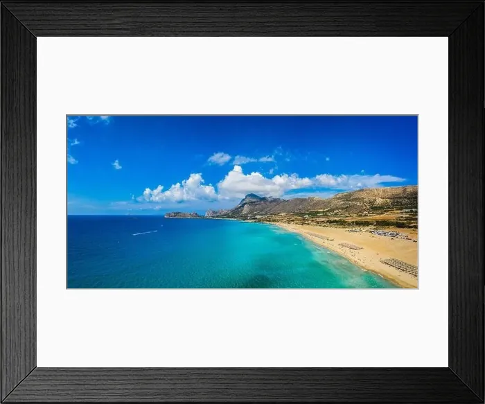 Framed Print : Aerial shot of beautiful turquoise beach Falasarna (Falassarna) in Crete Framed Print : Aerial shot of beautiful turquoise beach Falasarna (Falassarna) in Crete