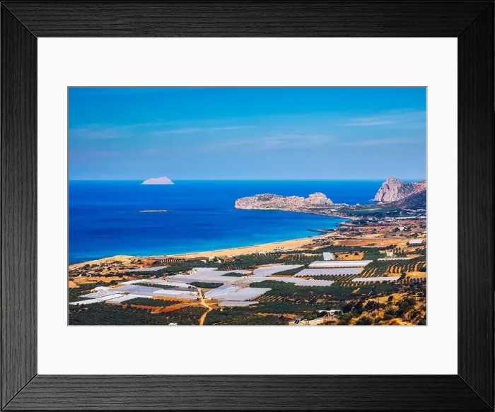 Framed Print : Shot of beautiful turquoise beach Falasarna (Falassarna) in Crete Framed Print : Shot of beautiful turquoise beach Falasarna (Falassarna) in Crete