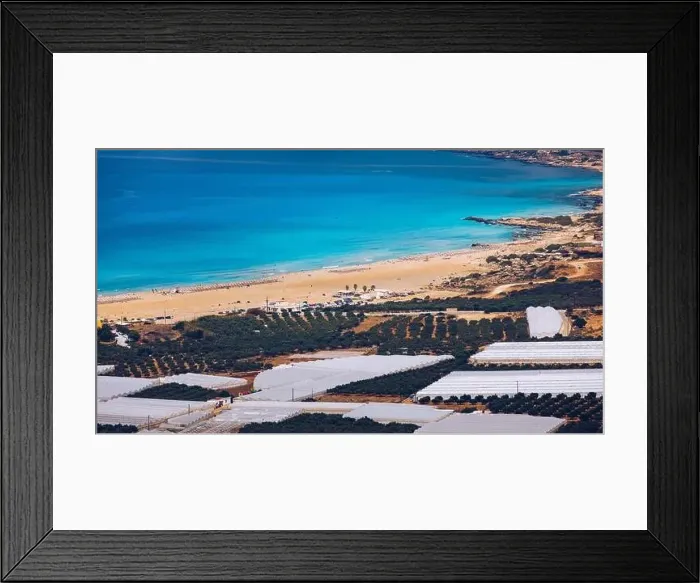 Framed Print : Shot of beautiful turquoise beach Falasarna (Falassarna) in Crete Framed Print : Shot of beautiful turquoise beach Falasarna (Falassarna) in Crete