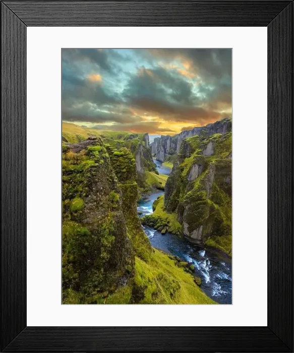 Framed Print : Fjadrargljufur canyon during sunset in Iceland