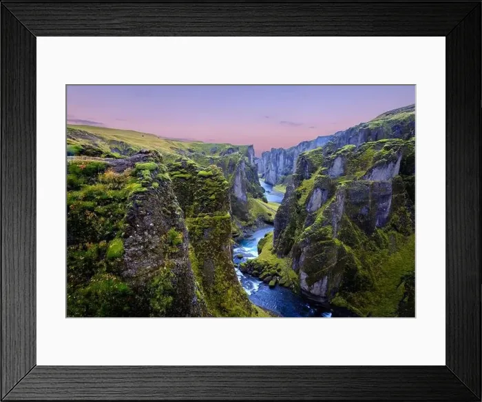 Framed Print : Fjadrargljufur canyon during sunset in Iceland Framed Print : Fjadrargljufur canyon during sunset in Iceland