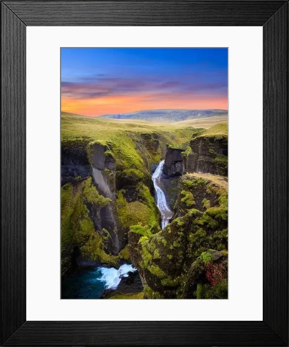 Framed Print : Fjadrargljufur canyon during sunset in Iceland Framed Print : Fjadrargljufur canyon during sunset in Iceland