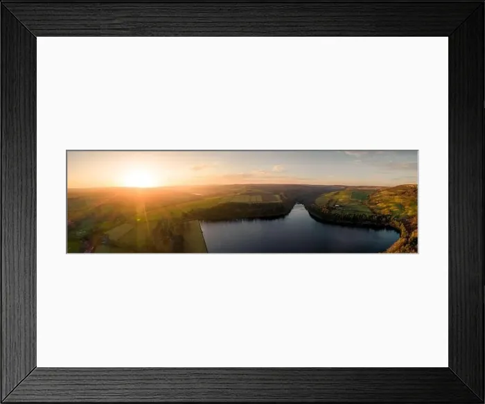 Framed Print : Aerial Panorama shot of the Peak District National Park, English Countryside during a beautiful winter sunset Framed Print : Aerial Panorama shot of the Peak District National Park, English Countryside during a beautiful winter sunset