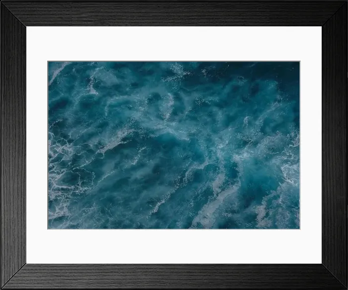 Framed Print : Aerial view to ocean waves. Blue water background Framed Print : Aerial view to ocean waves. Blue water background
