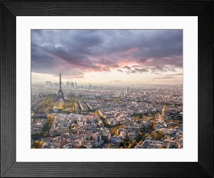 Framed Print : Panorama of Paris with Eiffel Tower against sunset in France Framed Print : Panorama of Paris with Eiffel Tower against sunset in France