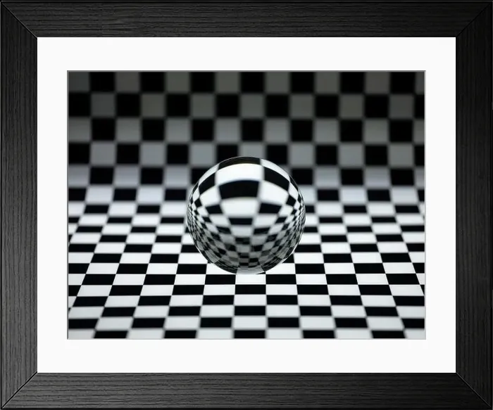 Framed Print : Crystal ball on a checked background Framed Print : Crystal ball on a checked background