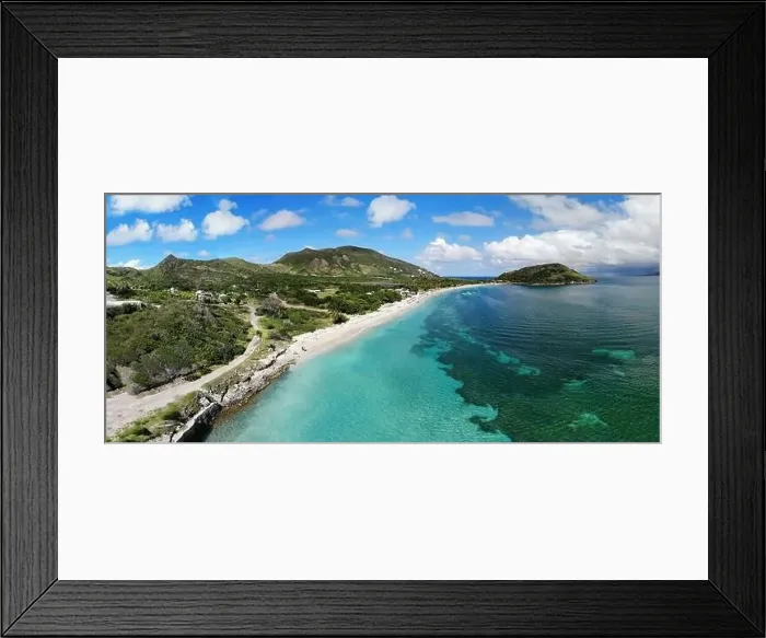 Framed Print : ST KITTS, ST KITTS AND NEVIS -24 NOV 2019- Aerial panoramic view of Christopher Harbor and the Caribbean Sea Framed Print : ST KITTS, ST KITTS AND NEVIS -24 NOV 2019- Aerial panoramic view of Christopher Harbor and the Caribbean Sea