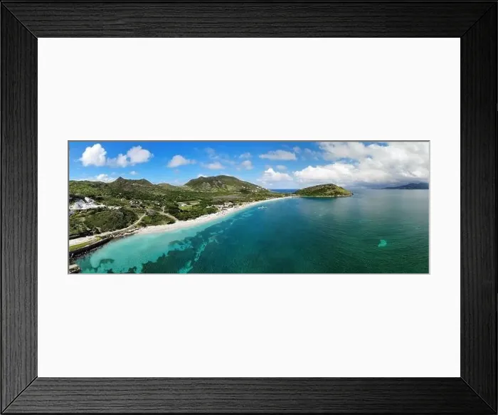 Framed Print : ST KITTS, ST KITTS AND NEVIS -24 NOV 2019- Aerial panoramic view of Christopher Harbor and the Caribbean Sea Framed Print : ST KITTS, ST KITTS AND NEVIS -24 NOV 2019- Aerial panoramic view of Christopher Harbor and the Caribbean Sea
