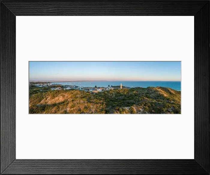Framed Print : Cape Martin Lighthouse at sunset. Beachport, South Australia - wide aerial panorama Framed Print : Cape Martin Lighthouse at sunset. Beachport, South Australia - wide aerial panorama
