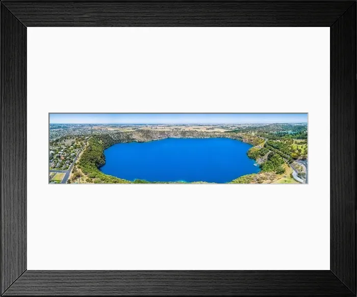 Framed Print : The Blue Lake is a crater lake located in a dormant volcanic maar of Mount Gambier in South Australia - aerial Framed Print : The Blue Lake is a crater lake located in a dormant volcanic maar of Mount Gambier in South Australia - aerial