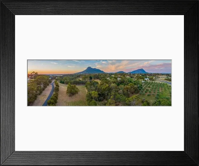 Framed Print : Mount Sturgeon and Dunkeld township at sunset in Victoria, Australia - aerial panorama Framed Print : Mount Sturgeon and Dunkeld township at sunset in Victoria, Australia - aerial panorama