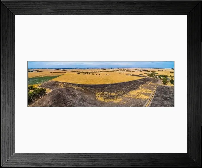 Framed Print : Wide aerial panorama of agricultural land in Australian outback Framed Print : Wide aerial panorama of agricultural land in Australian outback