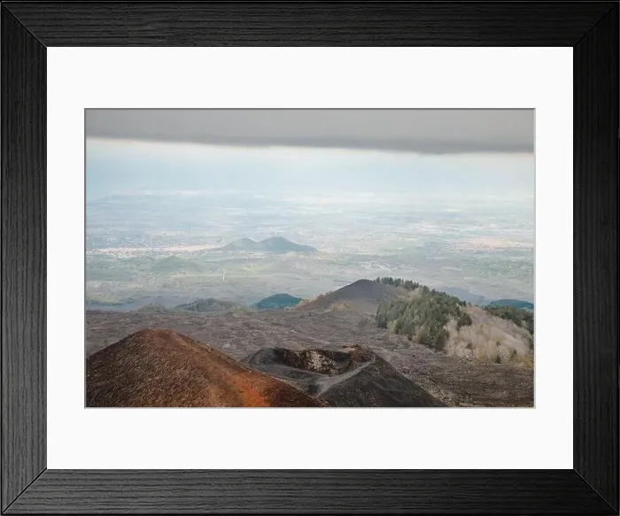 Framed Print : Top of crater Mount Etna volcano, frozen cold lava smokes, thick clouds Framed Print : Top of crater Mount Etna volcano, frozen cold lava smokes, thick clouds
