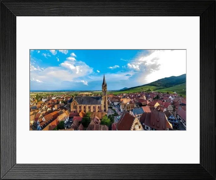 Framed Print : Aerial drone panoramic view of village Dambach-la-Ville in Alsace Framed Print : Aerial drone panoramic view of village Dambach-la-Ville in Alsace