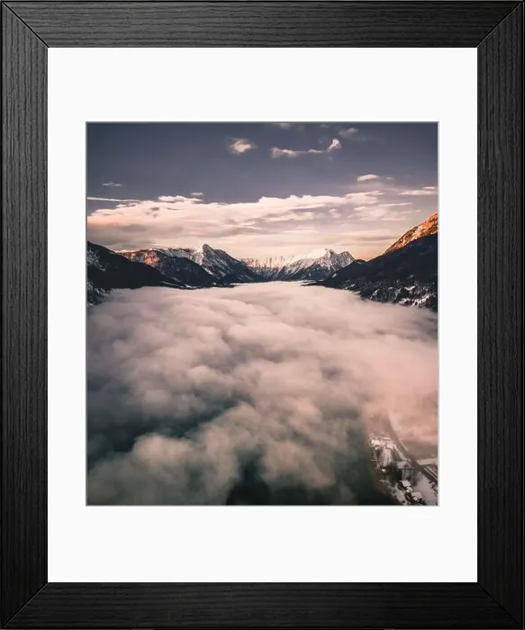 Framed Print : Mountain and Lake Winter Landscape at the Grundlsee in Austria