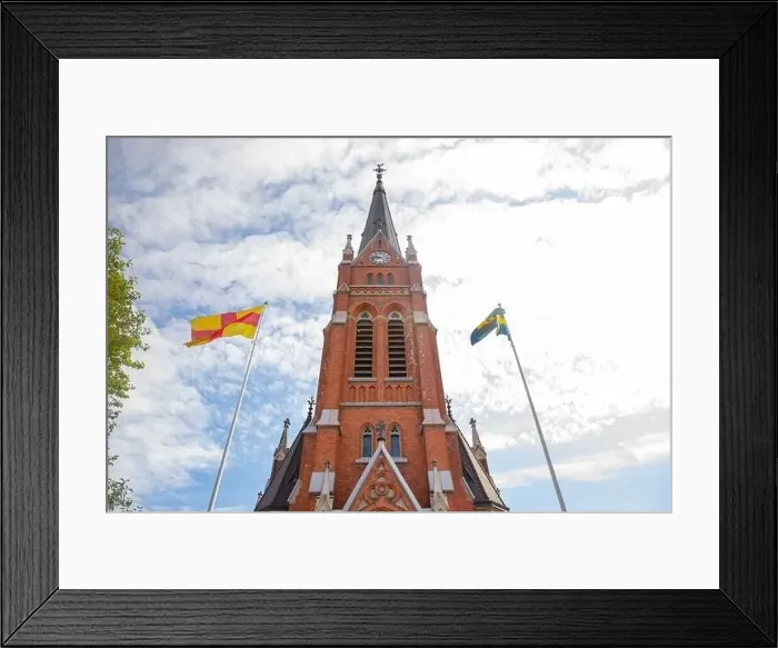 Framed Print : Lulea, Sweden Panorama city, Cathedral sunny day, blue sky Framed Print : Lulea, Sweden Panorama city, Cathedral sunny day, blue sky