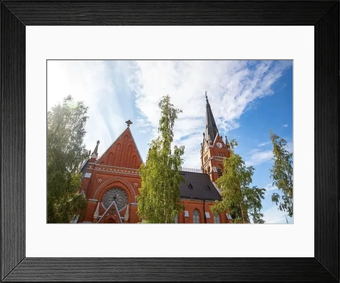 Framed Print : Lulea, Sweden Panorama city, Cathedral sunny day, blue sky Framed Print : Lulea, Sweden Panorama city, Cathedral sunny day, blue sky