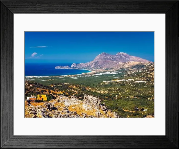 Framed Print : Shot of beautiful turquoise beach Falasarna (Falassarna) in Crete