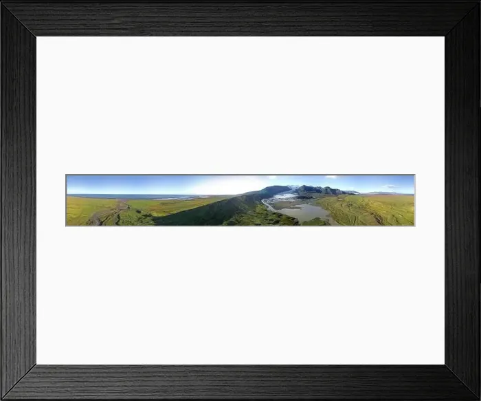 Framed Print : 360 degrees Icelandic aerial landscape. 360 panorama of the Fjallsarlon glacier and the lagoon on a sunny day Framed Print : 360 degrees Icelandic aerial landscape. 360 panorama of the Fjallsarlon glacier and the lagoon on a sunny day