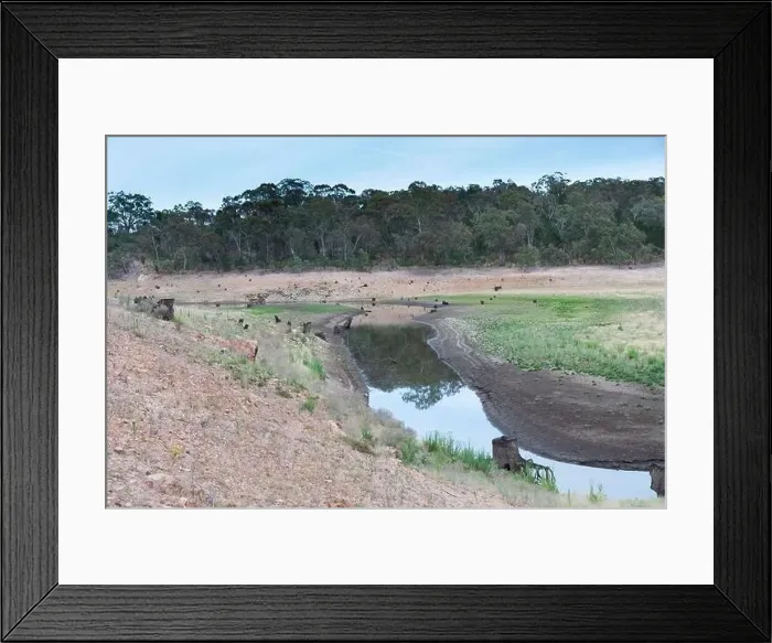 Framed Print : A fresh water reservoir feeder creek running dry due to the drought in Australia Framed Print : A fresh water reservoir feeder creek running dry due to the drought in Australia